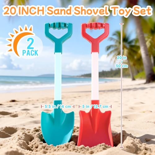 20 Inch Heavy Duty Sand Plastic Beach Shovels for Kids Red & Blue - color: Blue And Red