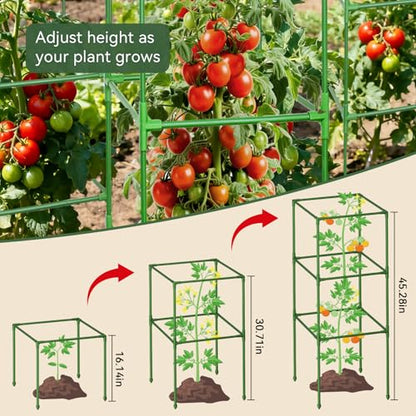 4 Pack 45" Tomato Cages for Garden, Heavy Duty Adjustable Plant Support - size: 45 inch