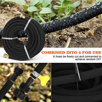AIODE 5/8" 25 FT Round Soaker Hose for Garden Lawn Vegetable Tree Watering - size: 25FT 5/8"