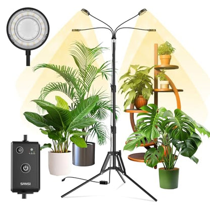 SANSI Grow Light for Indoor Plants, 40W 4-Head Tripod Stand Plant Light - color: Black-4-Head