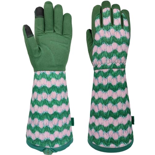 Thornproof Rose&Cactus Gardening Gloves,Gauntlet Garden Glove,Gifts - color: Green, size: Medium