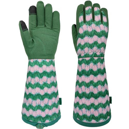 Thornproof Rose&Cactus Gardening Gloves,Gauntlet Garden Glove,Gifts - color: Green, size: Medium
