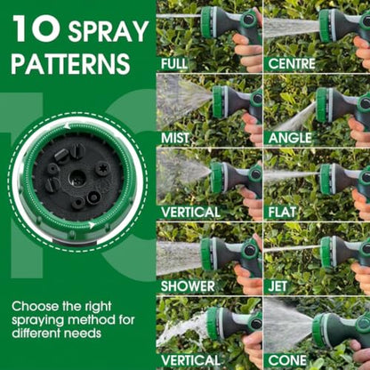 Garden Hose Nozzles,Hose Spray Nozzle with Adjustable 10 Watering Patterns - color: Green