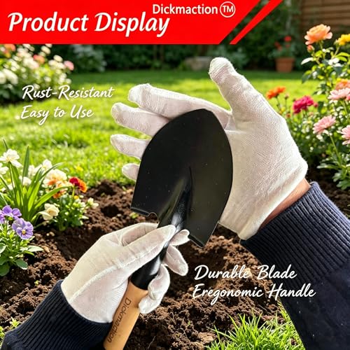 Small Circular Excavating Garden Shovel 15in Wooden D Grip Handle Mini Digging Camp Hand Shovel for Planting Outdoor Digging Work - size: SMALL