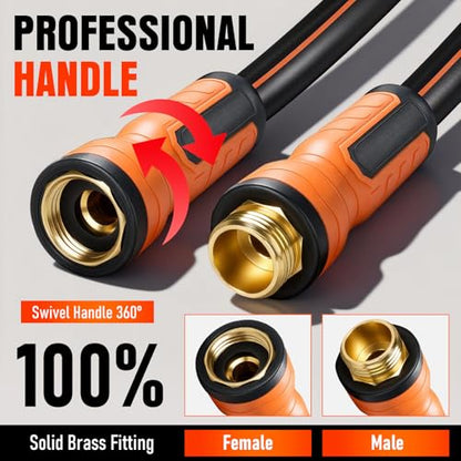 Short Garden Hose 10 ft x 5/8", Heavy Duty Small Flexible Water Hose, Kink Resistant Lightweight Hybrid Hose, Leakproof Yard Hose with Male to Female Fittings - color: Black, size: 10ft
