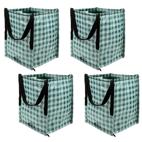DURASACK Heavy Duty Storage Tote Bag 22-Gallon, Gingham Green, Pack of 4 - color: Gingham Green, size: Pack of 4