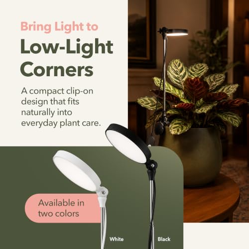 Mossify Clip-On LED Grow Light, Full Spectrum, Black - color: Black
