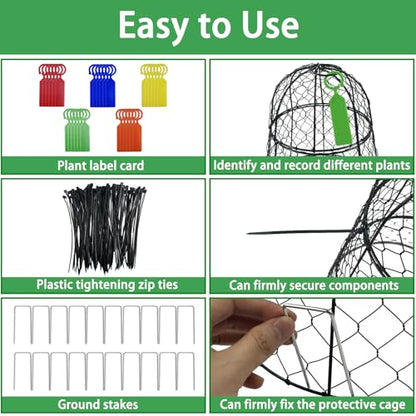 6 PCS 17.7"H X 11.42"D Garden Cloches,Chicken Wire Plant Covers Protectors Modular Design for Customizable Protection,Rust-Proof Heavy Duty Metal Plant Cage for Seedlings Flowers Protect from Animals