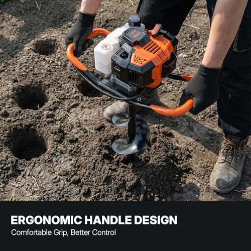 WORKIT 52CC Post Hole Digger, Auger Post Hole Digger Easy Start, 2-Cycle Xtreme Engine, Gas Powered Earth Auger with 6"+10" Auger Drill Bit, 10"+20"+30" Extension Rods, EPA Certification - size: 52cc+2 bit(6"+10")+3 Ext(10"+20"+30")