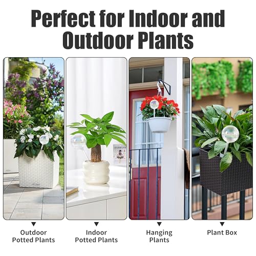 Glass Self Watering Globes,Automatic Plant Waterer for Vacation & Daily - size: Medium Size 4-Pack