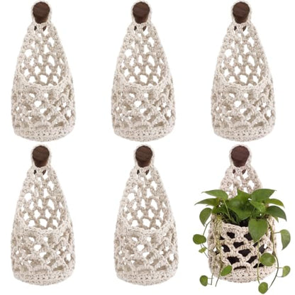 6 Pk Macrame Plant Hanger,5 x 9 Inch,White - color: White, size: 5 x 9 Inch