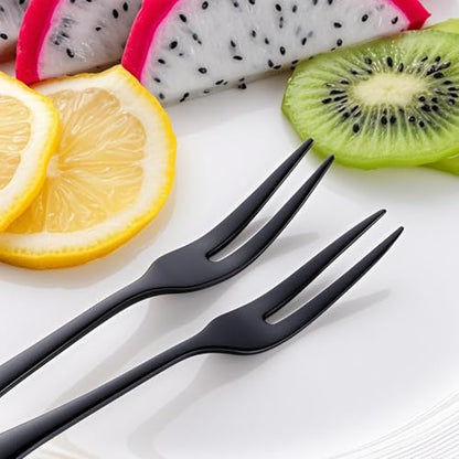 Black Crab Stainless Steel Forks, 2 Prong, 5 Inches, Set of 15 - size: Black