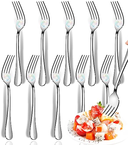 Forks, Set of 10 Top Food Grade Stainless Steel Silverware Forks, Flatware Set,8 Inches, Mirror Finish & Dishwasher Safe, New Apartment Essentials Cutlery Set - color: Silver, size: 10pcs
