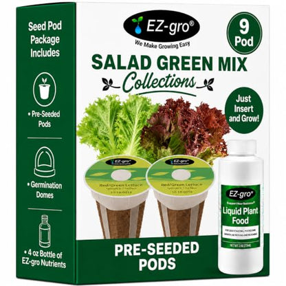EZ-GRO Salad Green Mix Seeds Pod Kit (9) Compatible with Aerogarden Pods - size: 9 Pod