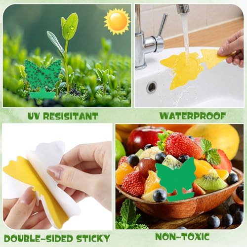 60 Pack Fruit Fly Traps Fungus Gnat Sticky Traps Yellow Black Green Plant Fly Stickers Double Side with Shovel for Indoor Outdoor Kitchen Garden Houseplant Flying Bug Insect (Butterfly) - style: Butterfly