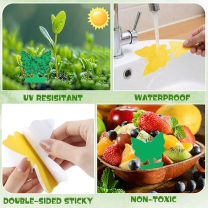 60 Pack Fruit Fly Traps Fungus Gnat Sticky Traps Yellow Black Green Plant Fly Stickers Double Side with Shovel for Indoor Outdoor Kitchen Garden Houseplant Flying Bug Insect (Butterfly) - style: Butterfly