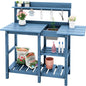 SERWALL Outdoor Potting Bench with Removable Sink,Gardening Table,Blue - color: Blue, size: Classic