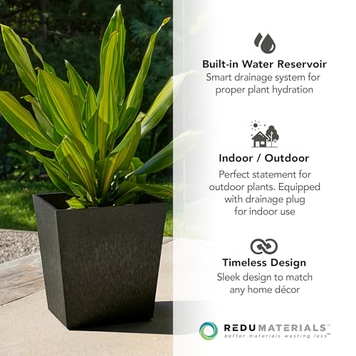Tierra Verde Sonata Self-Watering Square Planter, Black, Small, 2-Pack - size: Small