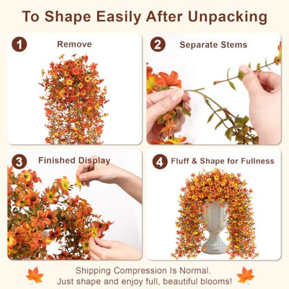 Artificial Hanging Flowers for Outdoors, 2 PCS 344-Bloom UV Resistant Mums - color: Orange Yellow Gradient