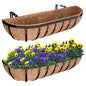 Halatool 24 Inch Railing Planter Box, 2 Pack Trough Planter Box for Outdoor - color: Semi-circle