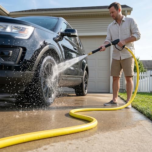 10ft 3/4 in. Short Leader Garden Hose, Solution4Patio, Male/Female Fittings - color: Yellow/Red, size: 3/4 in. x 10 ft.