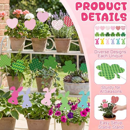 Amyhill 18 Pcs Garden Decor for Outside Heart Metal Garden Stakes