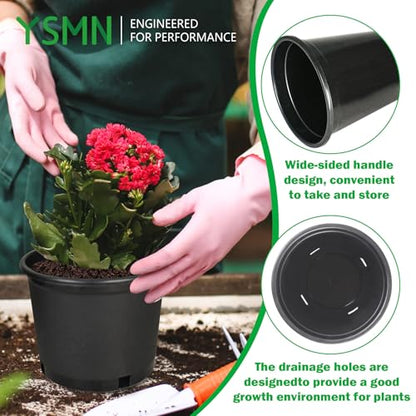 2 Gallon Nursery Pots for Plants, Sturdy Plastic Planter Pots with Drainage Holes, Pots for Seedlings, Succulents - size: 10 Pcs 2 Gallon