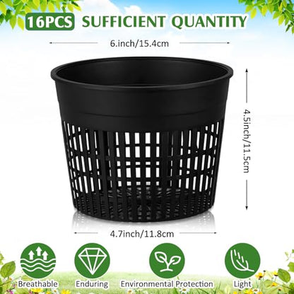 Weysat 16 Pcs Pond Plant Baskets 6 x 4.5 Inch, Aquatic Net Pot N Mesh - color: N Mesh, size: 6 x 4.5 Inch