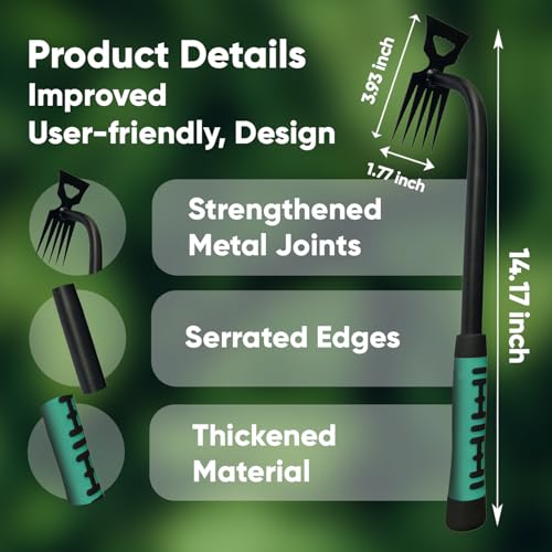 Weed Puller Tool, 2024 Enhanced Weed Remover Tool, Weeding Tool for Gardening with 5 Teeth, Black