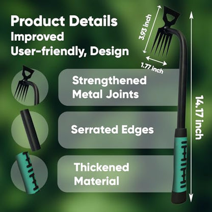 Weed Puller Tool, 2024 Enhanced Weed Remover Tool, Weeding Tool for Gardening with 5 Teeth, Black