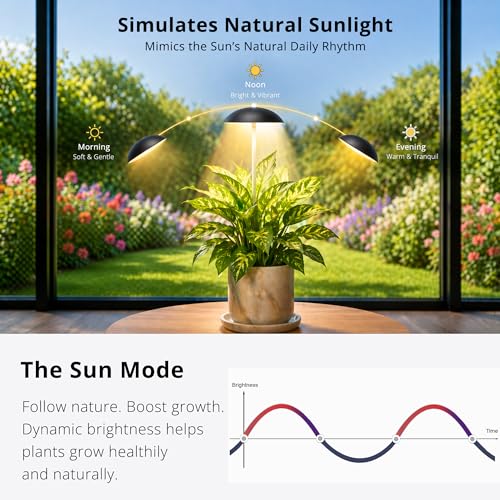 Smart LED Grow Light for Indoor Plants, Programmable Timer and Dim - color: Black
