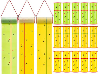 15 Rolls Sticky Fly Trap 30 ft Each, Fluorescent Green Yellow - color: Fluorescent Green,Fluorescent Yellow