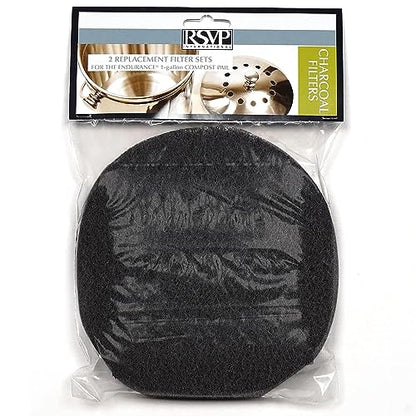 RSVP International Charcoal Compost Bin Filter 2-Piece Set Helps Keep Kitchen Smelling Fresh, Replacement - size: Filter Replacement, 2-Piece, 1-Gallon