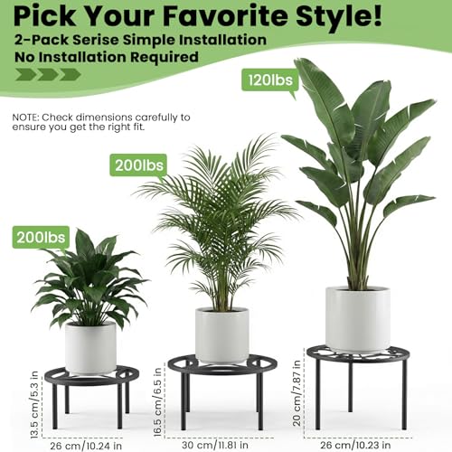 TOSKING 2-Pack Plant Stands, Classic Scroll Pattern, 10.2"D x 7.9"H, Black - color: Classic Scroll-Black