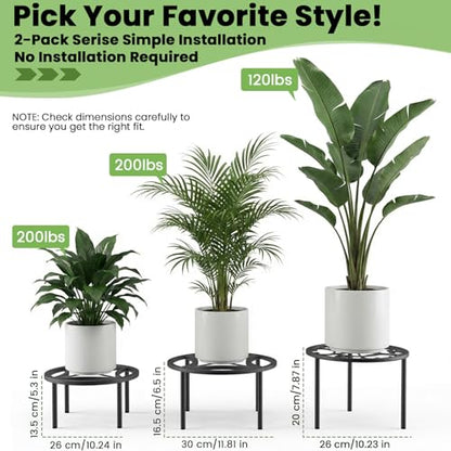 TOSKING 2-Pack Plant Stands, Classic Scroll Pattern, 10.2"D x 7.9"H, Black - color: Classic Scroll-Black