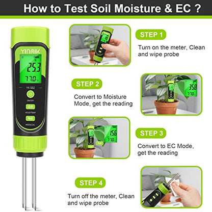 YINMIK Digital Soil Moisture Meter,Direct EC Tester for Soil