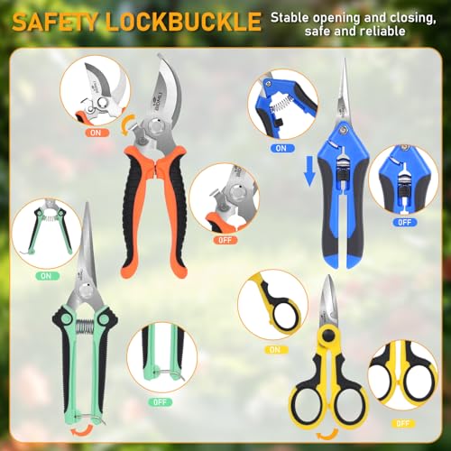 4-Pack Multifunctional Garden Scissors Set-BIDMLI Stainless Steel Pruning &Floral Shears with One-Piece Handle Blades for Tree Pruning, Flower Trimming, and Fruit Picking Tasks at Home&Garden Tool. - style: BIDMLI01
