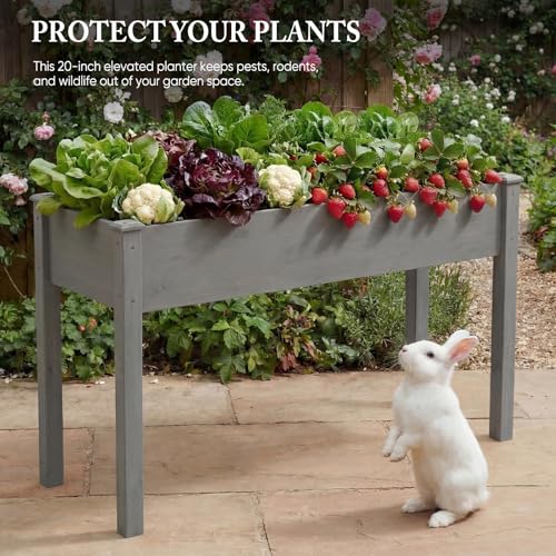 DUMOS 48x24x30 Inch Raised Garden Bed, Elevated Wood Planter Box with Legs - color: Gray, size: 48"D x 24"W x 30"H
