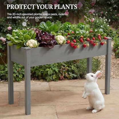 DUMOS 48x24x30 Inch Raised Garden Bed, Elevated Wood Planter Box with Legs - color: Gray, size: 48"D x 24"W x 30"H