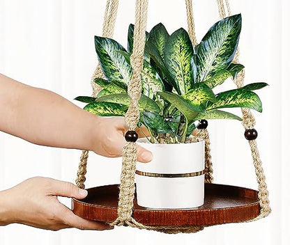 2 Pack Macrame Plant Hanger, Hanging Plant Shelf (12" + 10") - color: Brown, size: 2-Pack, 1-Tier
