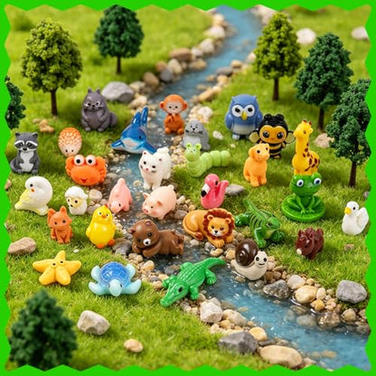 30PCS Mini Resin Animals Variety Pack 30 Style Tiny Resin Animal Figurines - color: Fixed Color Ctyle-b