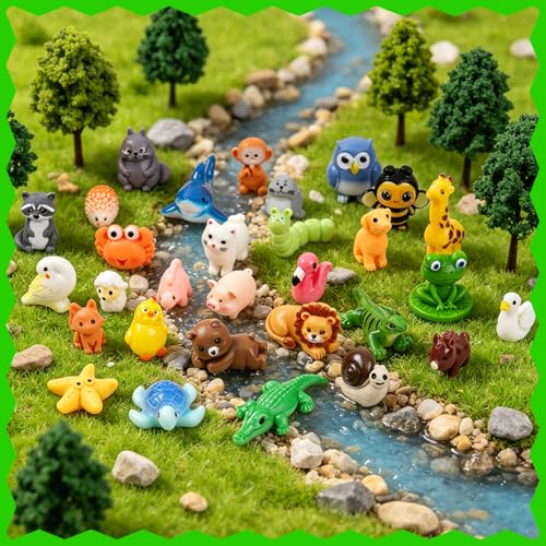 30PCS Mini Resin Animals Variety Pack 30 Style Tiny Resin Animal Figurines - color: Fixed Color Ctyle-b