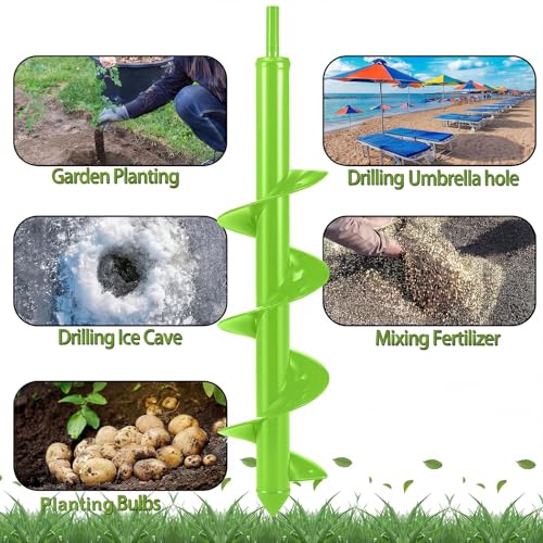 4 x 16'' Heavy Duty Auger Drill Bit for Planting, Green - color: Green