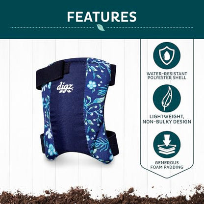 DIGZ Low Profile Garden Knee Pads for Women, Water-Resistant, One Size