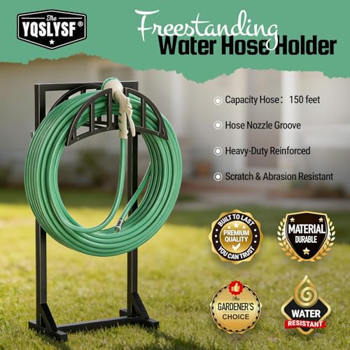 YQSLYSF Garden Hose Holder Stand, Water Hose Reel Storage Rack - color: Matte Black