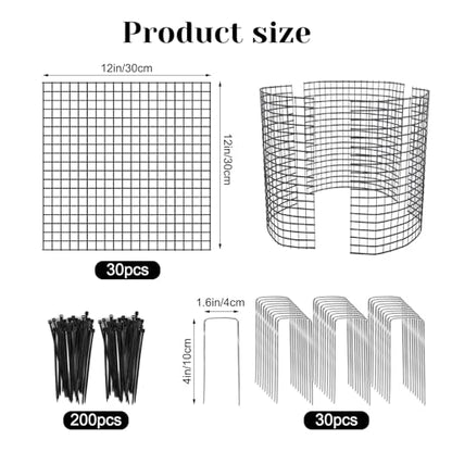 30 PCS Round Plant Protector from Animals, 12 Pack 12'' x 12'' Metal Plant Cages，30Pcs Metal Mesh to Keep Animals Out, Garden Protection Bunny Barricades, Wire Plant Protectors for Rabbit Chicken Duck