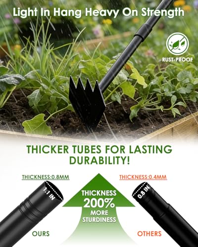 Luvenia Garden Hoe, 46 Inch Long Handle Hoe Garden Tool Heavy Duty, 2 in 1 Weed Rake & Garden Hoe for Women & Family Gardeners, Fast Weeds Grass Removal,Cultivating, Loosen Soil, Sharp Edge - size: 44in