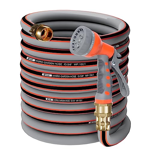 Garden Hose 50 ft 5/8,Rubber Water Hose Heavy Duty - size: 50ft