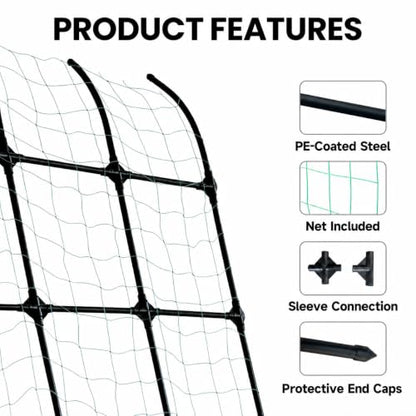 8.8ft Leaning Garden Trellis, No-Drill Lean-to Design for Climbing Plants | PE-Coated Galvanized Steel Plant Support for Flowers & Vegetables, Rust-Proof & Space-Saving Vertical Gardening