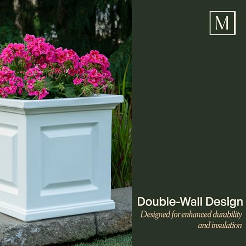 Mayne Nantucket 20in Self-Watering Square Planter, White - color: White